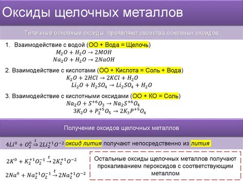 Механизм реакций для щелочных металлов