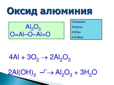 Образование оксида алюминия