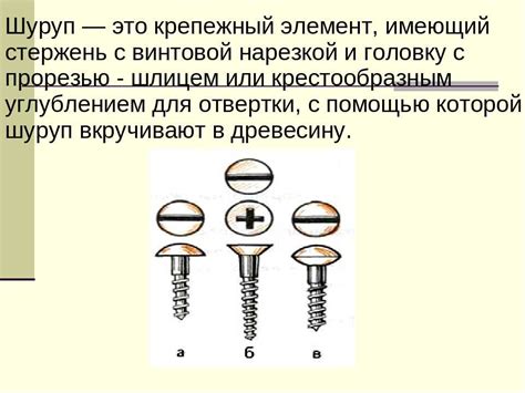 Применение саморезов и шурупов