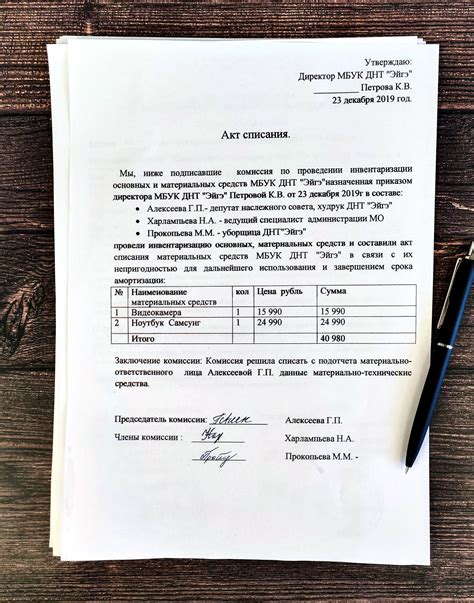 Пример акта об образовании металлолома