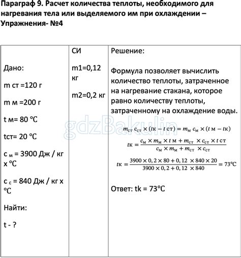 Расчет необходимого количества теплоты