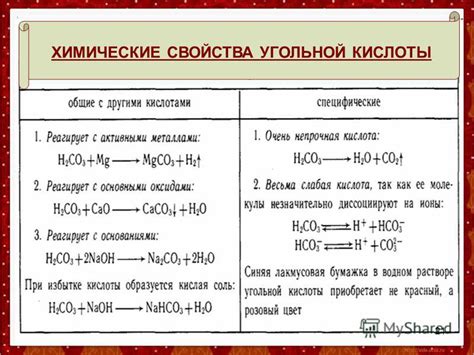 Свойства угольной кислоты